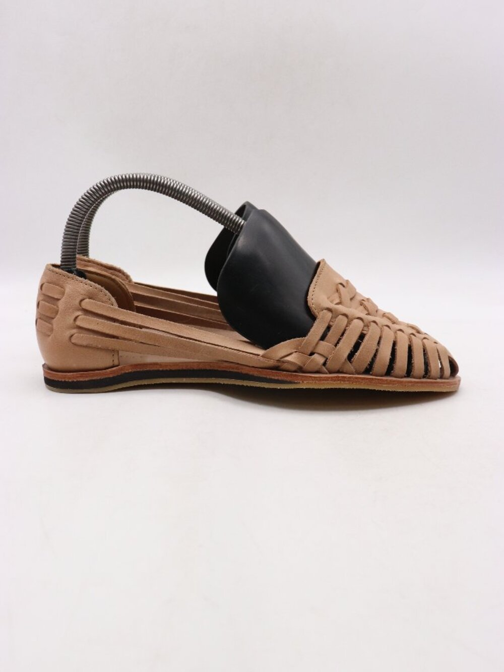 Nisolo Huarache Woven Sandals Women's 6.5 Beige Leather Flats Slip On Shoes